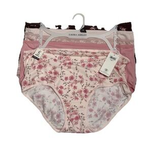 LAURA ASHLEY WOMEN 5 PACK PANTIES BRIEFS 1X SUPER SOFT SPRING FLORAL SOLIDS $48